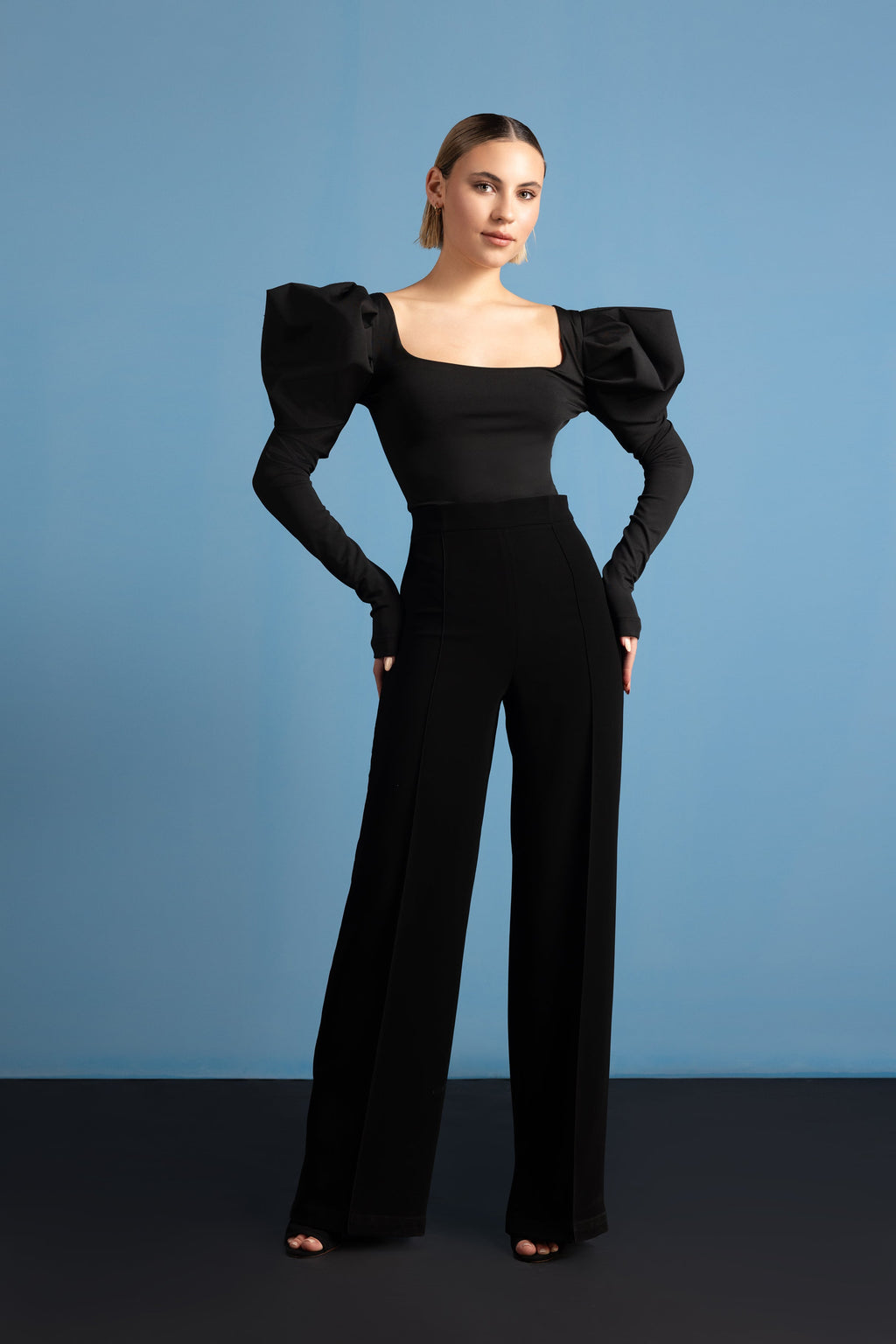 Isabella Puffed-Sleeve Bodysuit