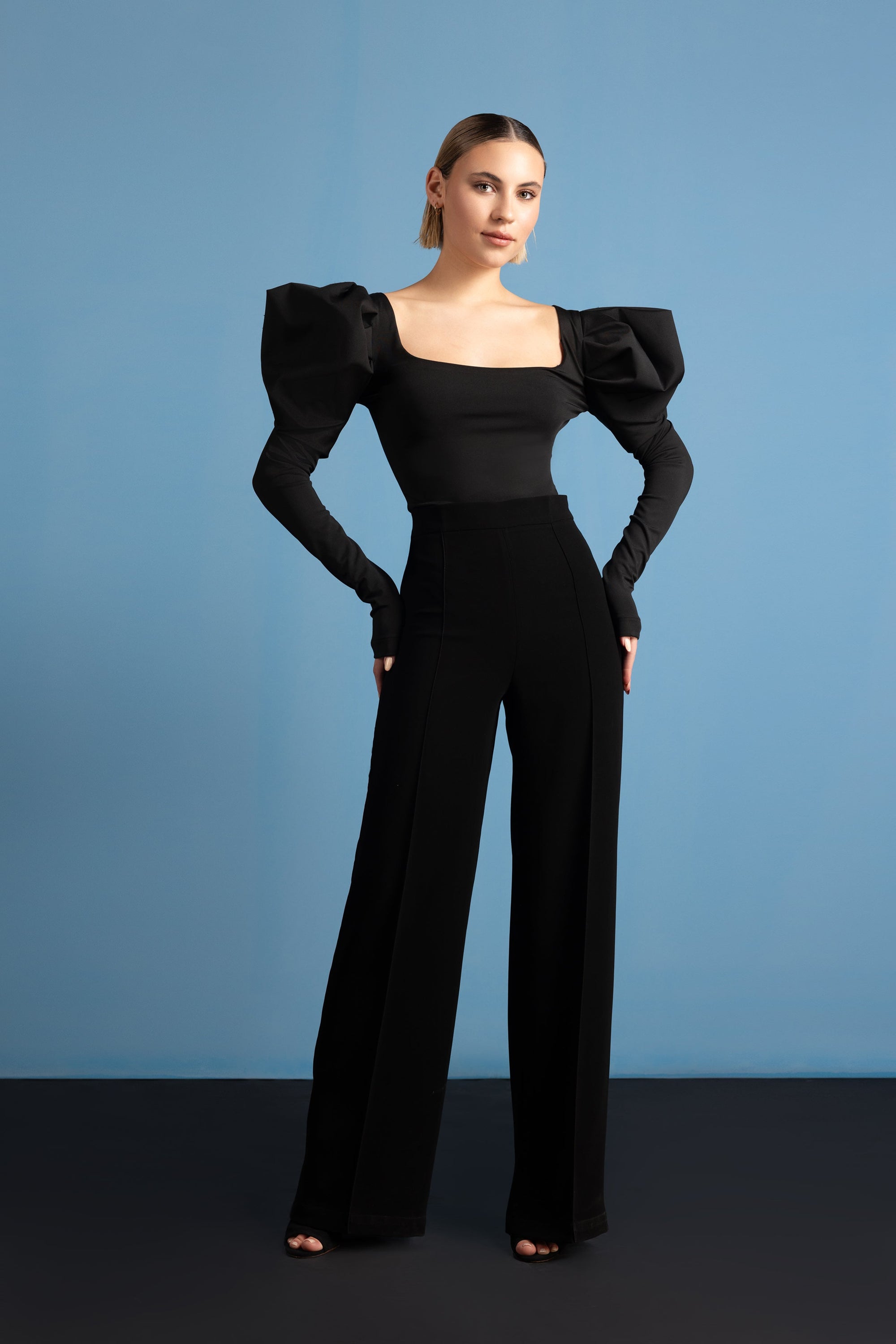 Isabella Puffed-Sleeve Bodysuit