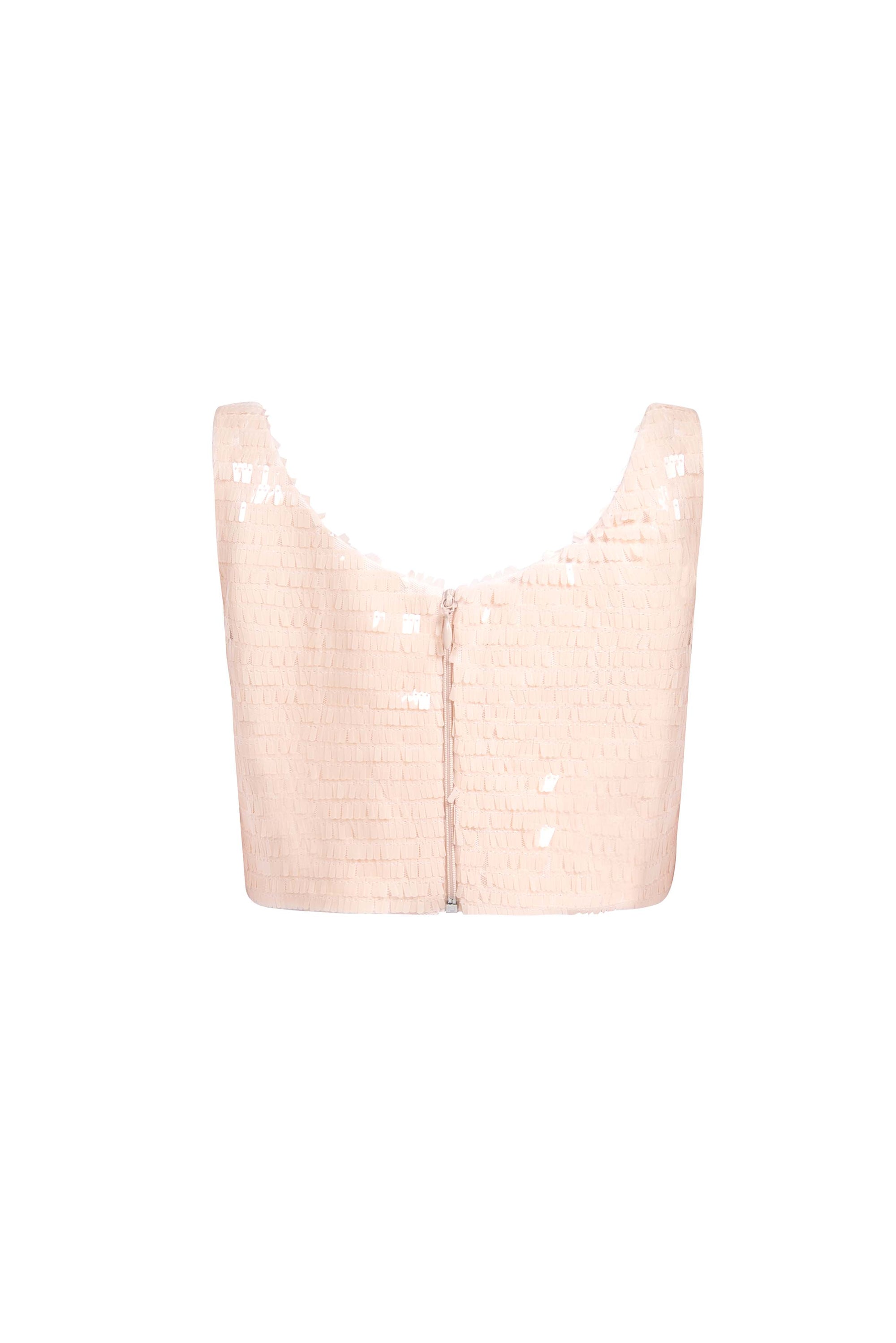Vespera Rosa Sequin Crop Top