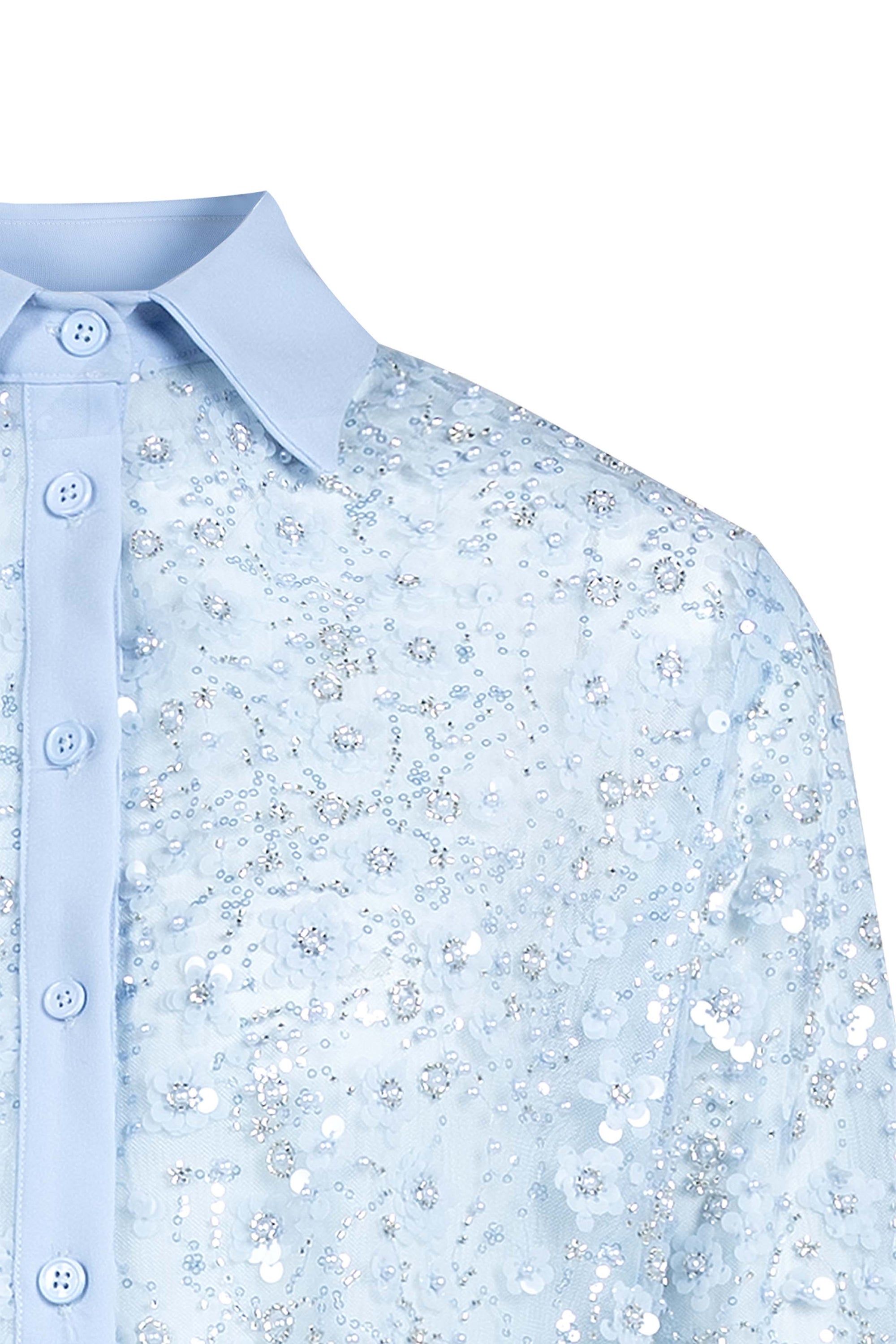 Caeruleum Flores Beaded Shirt